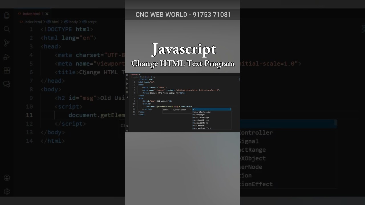 Javascript -  Change HTML Text Program 