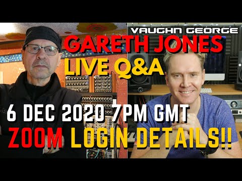 Gareth Jones Live Q&A ZOOM login details 6 Dec 2020 | Vaughn George