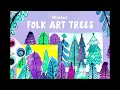 Winter folk tree art