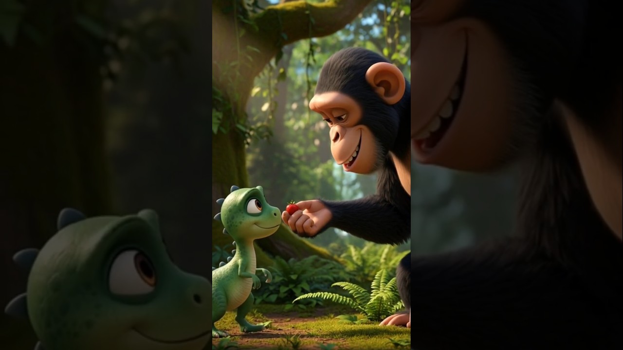 డైనోసర్ చింపాంజీ తో కలిసి 