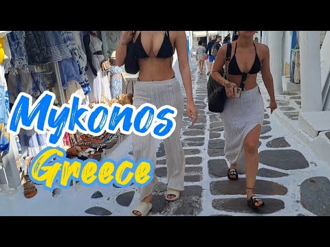 MYKONOS ISLAND GREECE SUMMER 2023 CHORA TOWN WALK TOUR 4HD