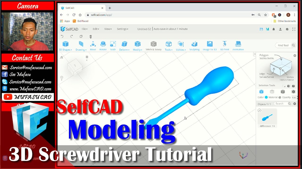 SelfCAD 3D Screwdriver Tutorial For Beginner - YouTube