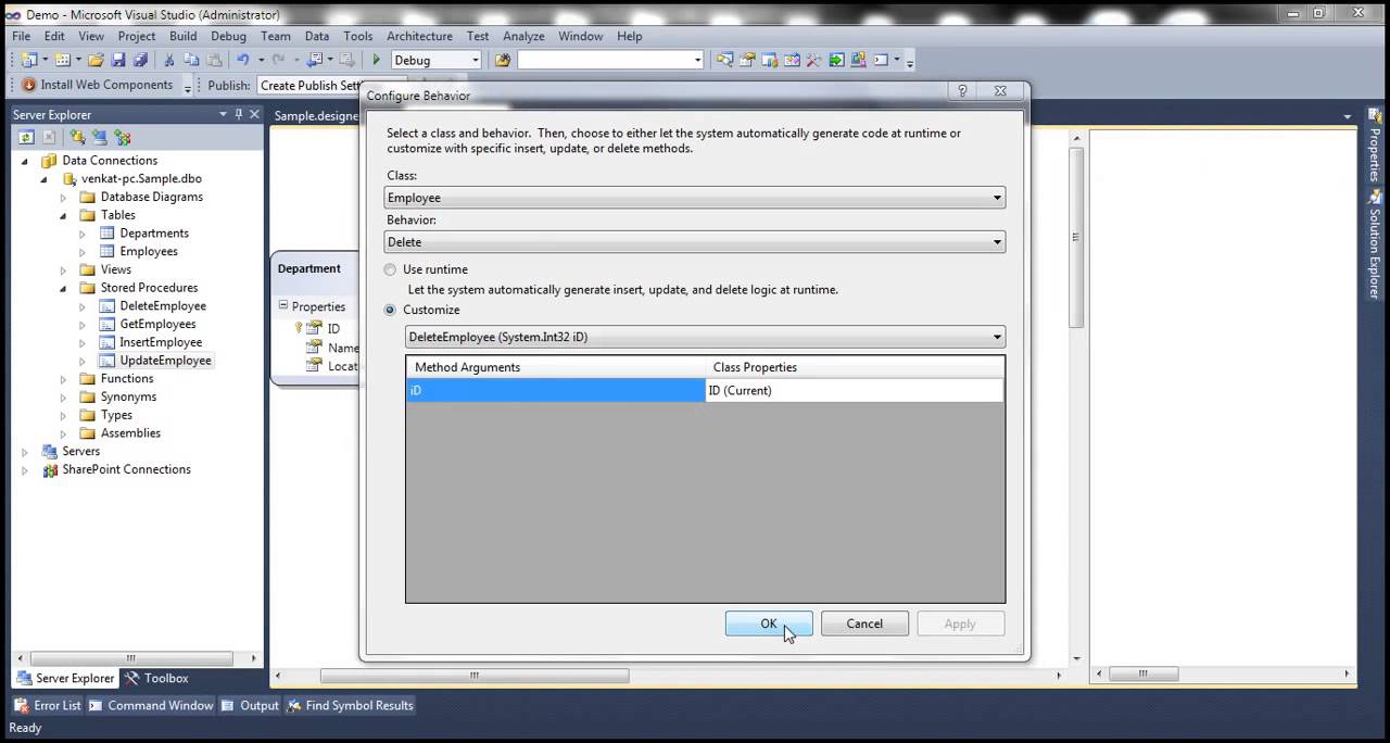 Part 5 Insert Update Delete using stored procedures in LINQ to SQL