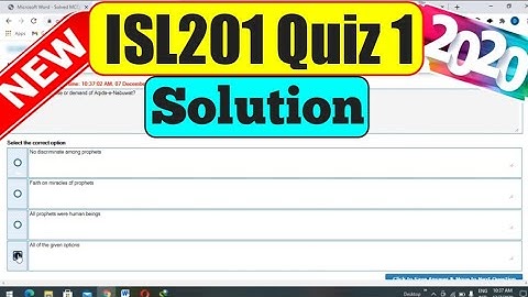 ISL201 Quiz 1 Solution 2020 | ISL201 Quiz Solution | Virtual University of Pakistan | Study Time
