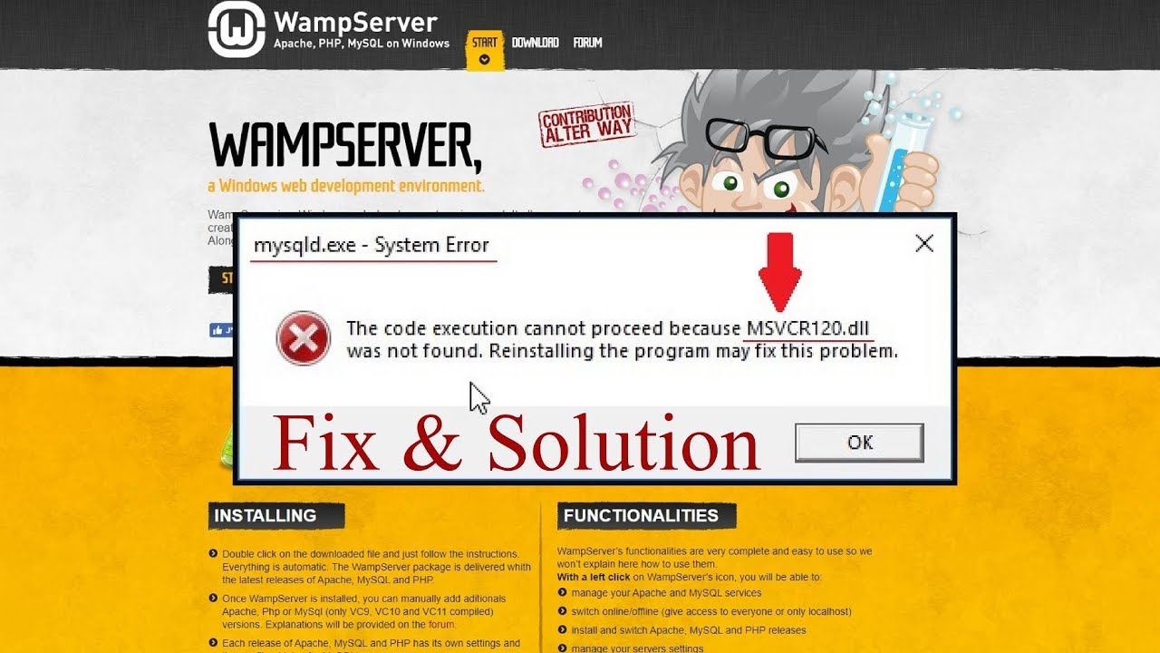 FIX WAMP Installation error msvcr120dll msvcr110dll missing