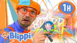 blippi learns colors with graffiti art 1 hour of blippi toys