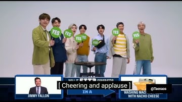 BTS reaction when (Jimmy Fallon is in a washing machine filled with Nacho Cheese)