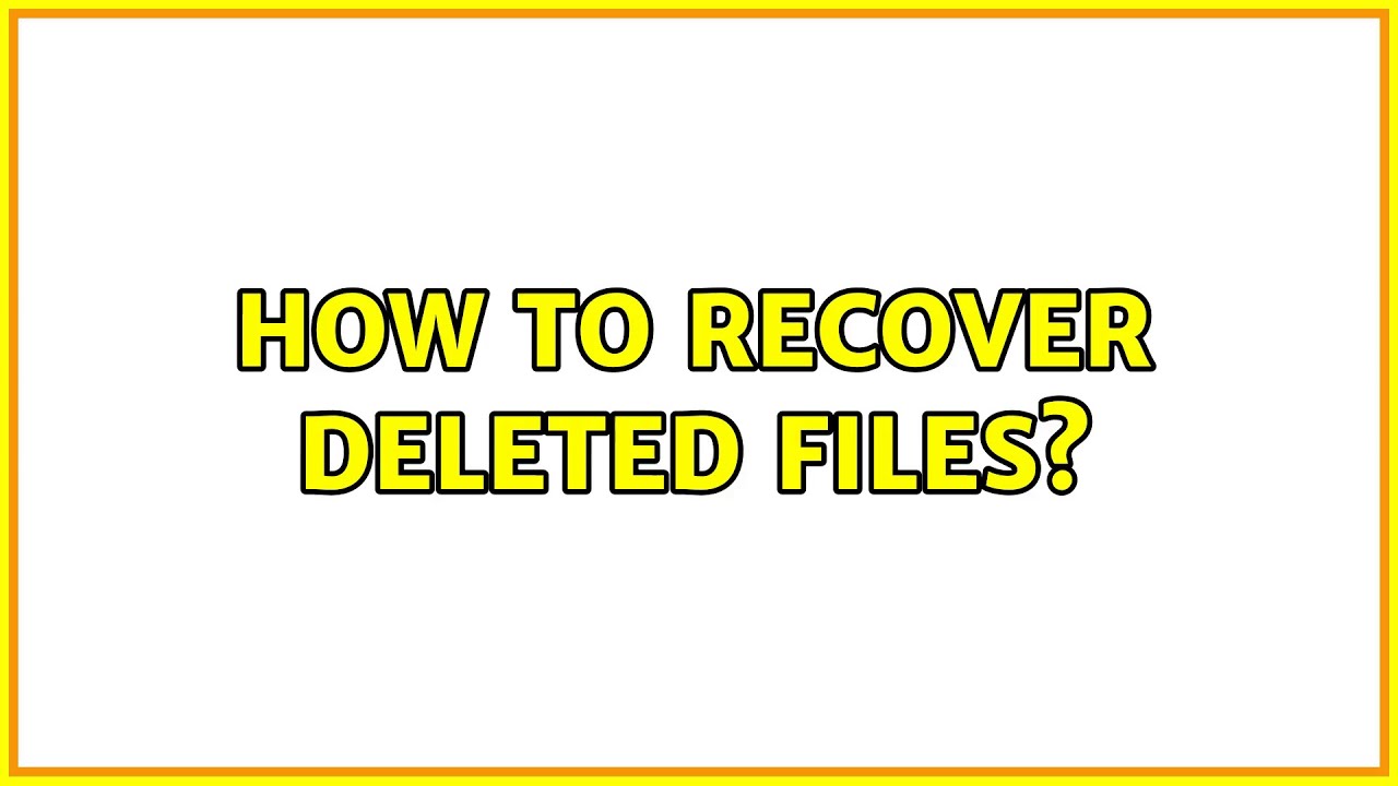 How to recover deleted files? (2 Solutions!!) - YouTube