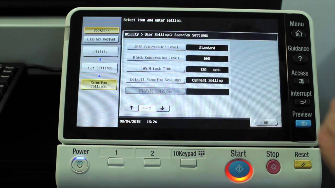 Konica Minolta Bizhub How To Modify Default Scan Settings ...