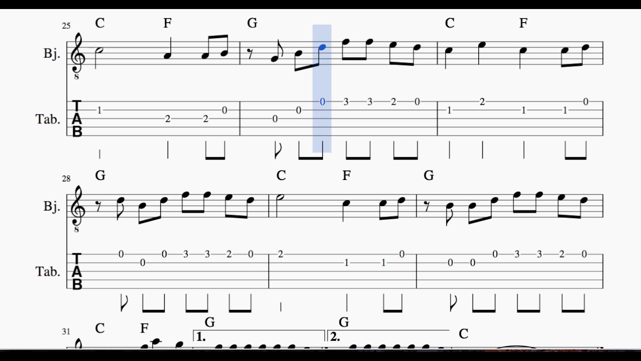 La Bamba Tablatura y Partitura de Banjo Punteo - YouTube