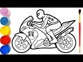 Cara Menggambar dan Mewarnai Spiderman Naik Motor | Glitter Spiderman Riding a Motorcycle Coloring