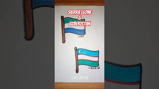 Gambar Bendera Sierra Leone &amp; Uzbekistan 🇸🇱&amp;🇺🇿 #drawing #flag #shorts #fyp #sierraleone #uzbekistan