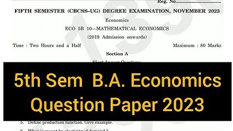 MATHEMATICAL ECONOMICS          |       5th Sem   B.A. Economics      Question Paper 2023 #calicut