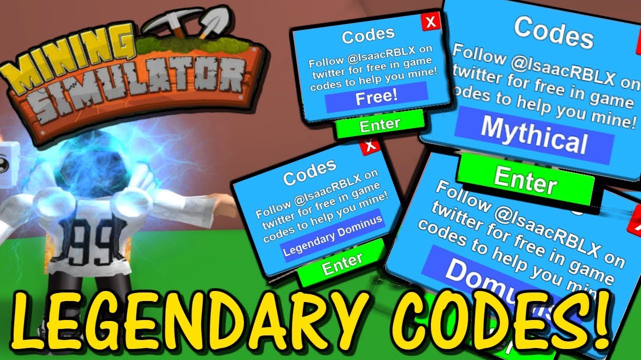 TOP 8 LEGENDARY CODES In Mining Simulator YouTube