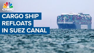 Suez Canal traffic resumes after cargo ship is refloated