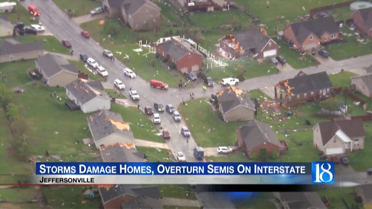 Storms damage homes, overturn semis on the interstate - YouTube