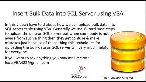 Insert Bulk Data into SQL Server using VBA