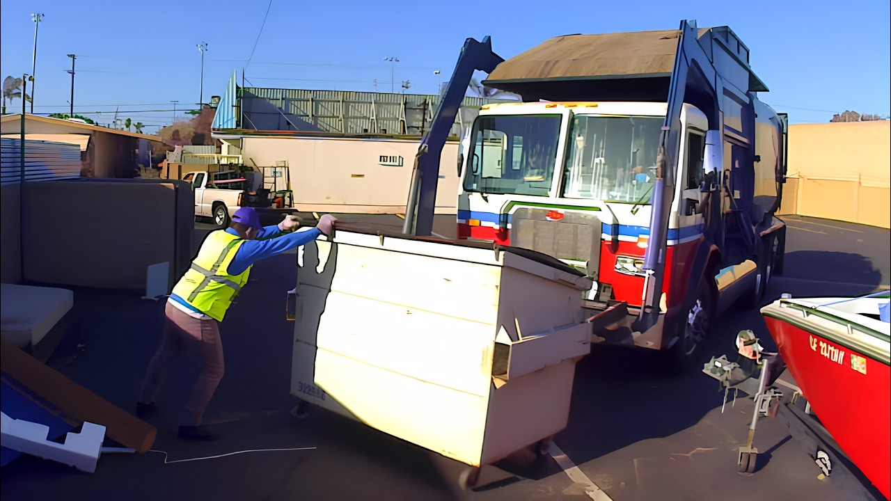 ASMR Rusted CR&R Front Load Recycling Truck Drivers Westminster California