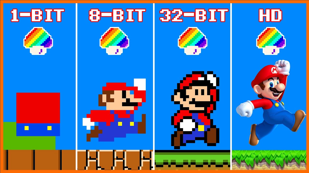 Super Mario Bros 1 BIT Vs 8 BIT Vs 32 BIT Vs HD Challenge Game super-mario-bros-1-bit-vs-8-bit-vs-32-bit-vs-hd-challenge-game