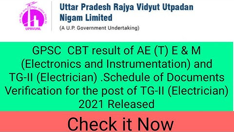 UPRVUNL AE RESULT 2021| UPRVUNL TG 2 RESULT 2021| UPRVUNL TG 2 INTERVIEW DATE 2021| UPRVUNL RESULT