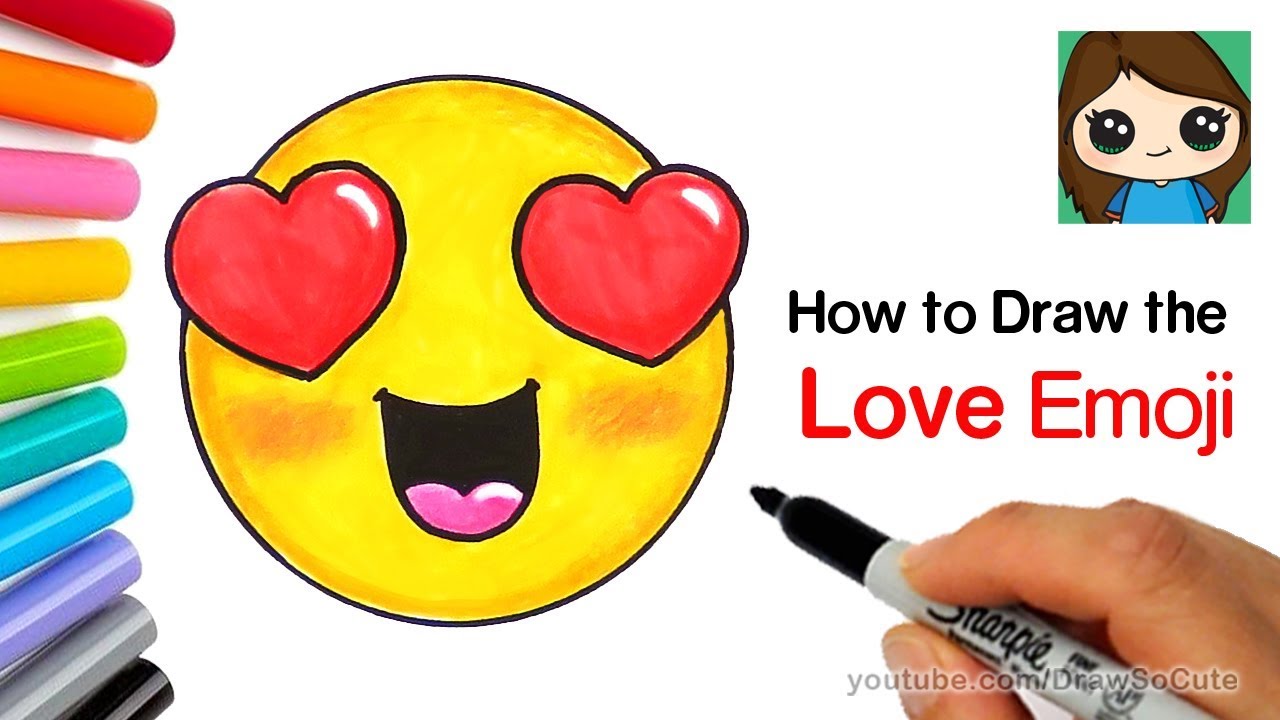 How to Draw the Love Emoji Easy - YouTube