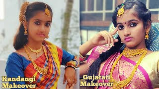 Kosuvam and Kandangi Saree Makeover & Gujarati Makeover||Saree Darping||Tamil Saree Style||Tamil