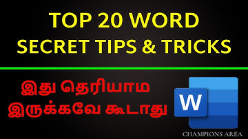 Top 20 amazing shortcuts and tricks for Microsoft word users in Tamil | Champions Area