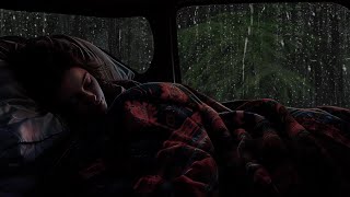 Night Rain on Camping Car Window | Relaxing Rain Sounds in Night Thunderstorm for Deep Sleep | ASMR