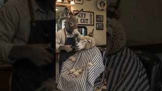 donkey cutting hair for sheep