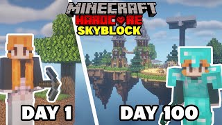 I Tried To Survive For 100 Days Of HARDCORE Minecraft On SKYBLOCK... Here&#39;s What Happened