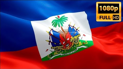 Haitian flag video waving in wind. Realistic Caribbean Flag background. Haiti flag Full HD
