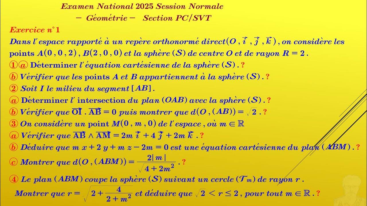 Examen National 2025 Session normale sur la Geometrie Mateo