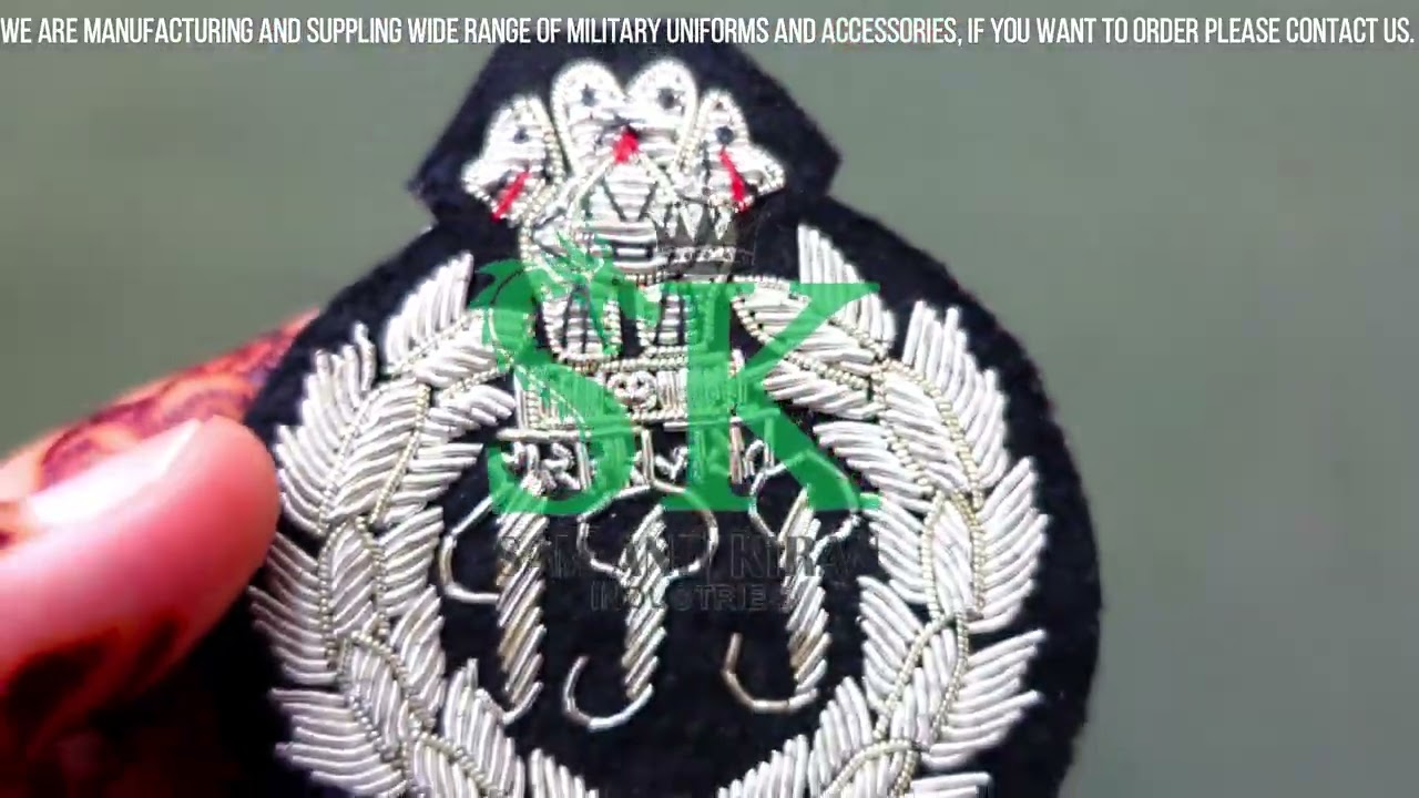 Custom Made Blazer Badge, Hand Embroidered Silver Bullion Badge