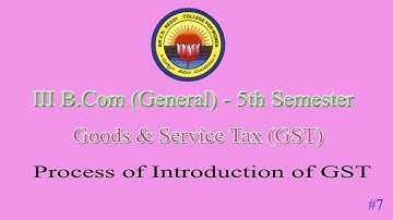 7. III B Com 5th Sem (General) - Commerce - GST -    Process of Introduction of GST