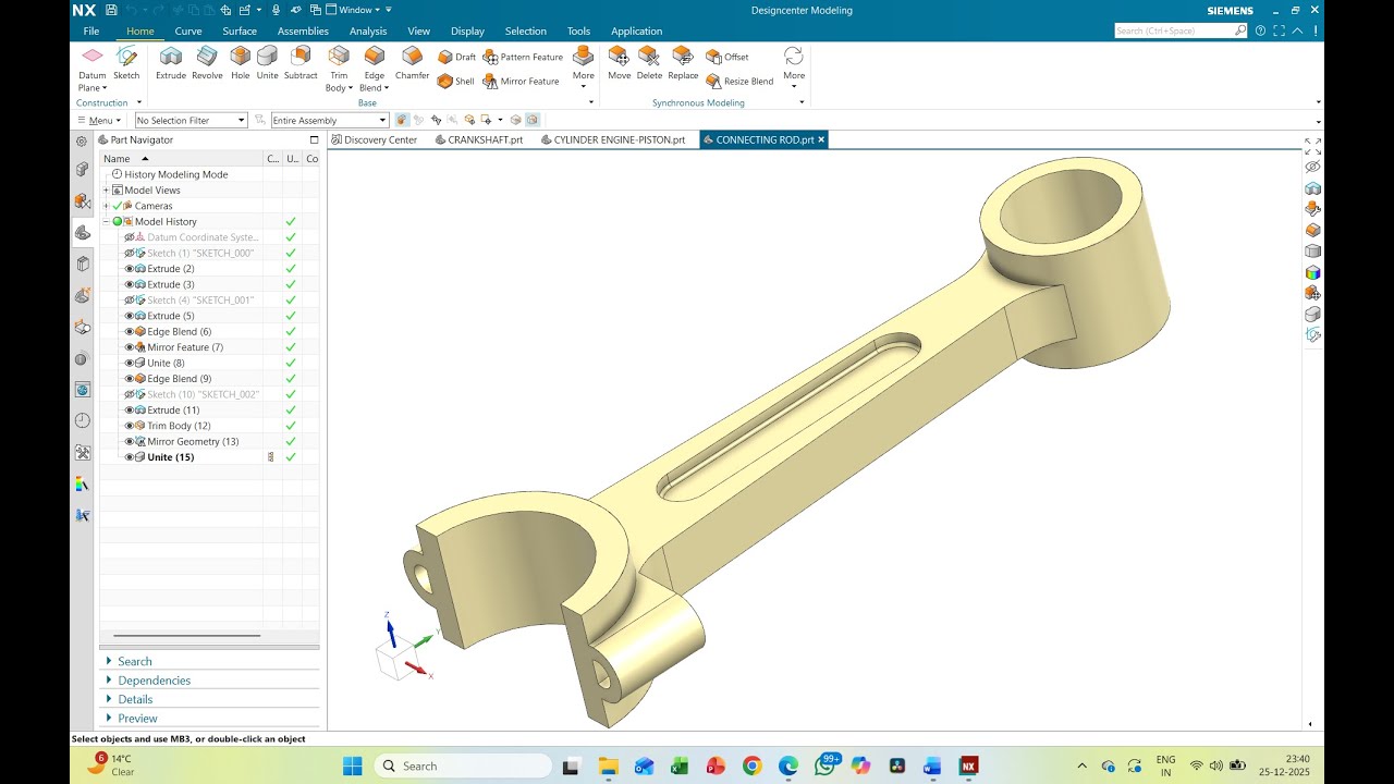 |CONNECTING ROD|FOUR CYCLINDER ENGINE ASSEMBLY|NX CAD|CAD DESIGN|