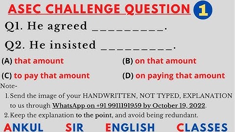 ASEC CHALLENGE QUESTION-1 || ENGLISH FOR ADVANCED LEARNERS || ANKUL SIR