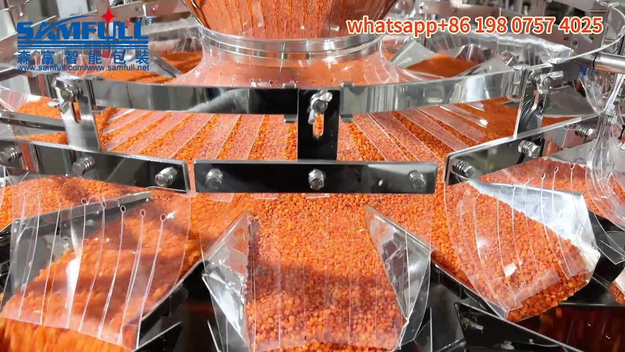 2kg red lentils multi head weigher vffs vertical packaging machine,grain food filling and weighing