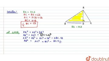 The perpendicular from A on side BC of a DeltaABC meets BC at D such that DB = 3CD. Prove that 2...