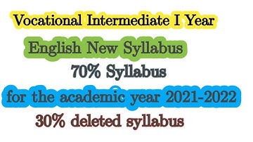 Vocational inter I year English 70% syllabus .for academic year. 2021 -2022 ..30% deleted syllabus