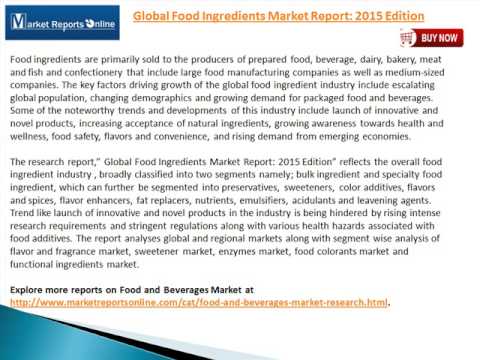 Global Food Ingredients Market Report 2015 Edition - YouTube