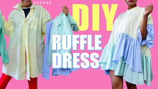 DIY Ruffle Color Blocked Dress | Men’s Shirt Transformation