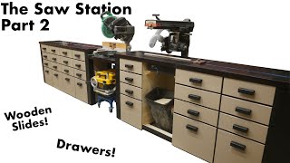 Making a Ton of Drawers (with Wooden Slides) to Complete My Miter & Radial Arm Saw Station