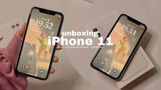 : iPhone 11 unboxing 2023(white) unboxing aesthetic + set up, camera test *