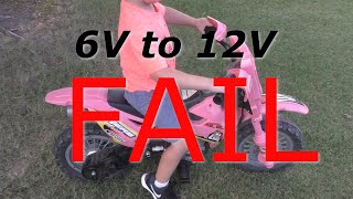 Power Wheels 6V to 12V Motorcycle Conversion FAIL: We blew the Gearbox! by Farm Dad 437 views 6 months ago 3 minutes, 55 seconds