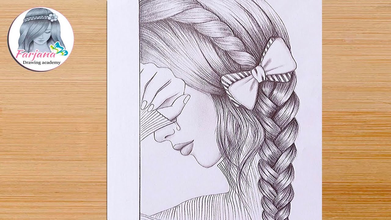 How to draw a sad girl - step by step, Pencil sketch Tutorial