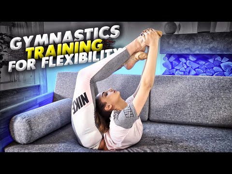 Gymnastics training for flexibility. Stretching routines. Flexible girl Ella. Flexshow