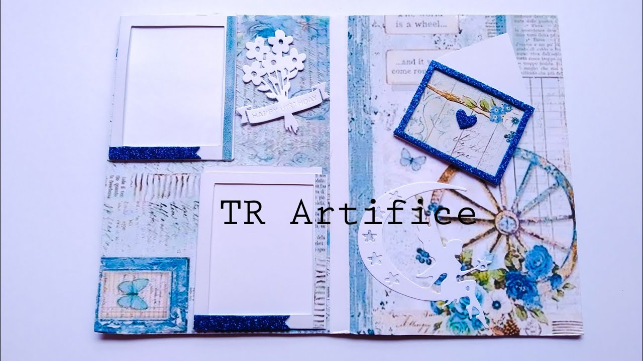 BlueWhite Scrapbook Album DIY Scrapbook Album Handmade Photo Album