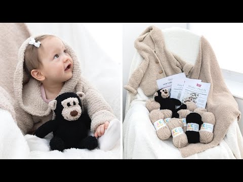 ABC Yarn Super Squishy Baby Duffle Coat, Monkey Plush & Blanket