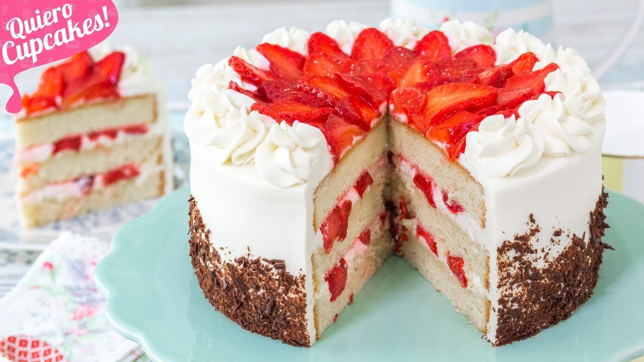 Arriba 44+ imagen relleno de fresas con crema para pastel