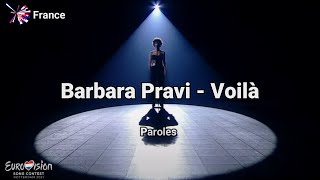Video thumbnail of "Barbara Pravi - Voilà [Paroles] (Lyrics). France. Eurovision 2021"